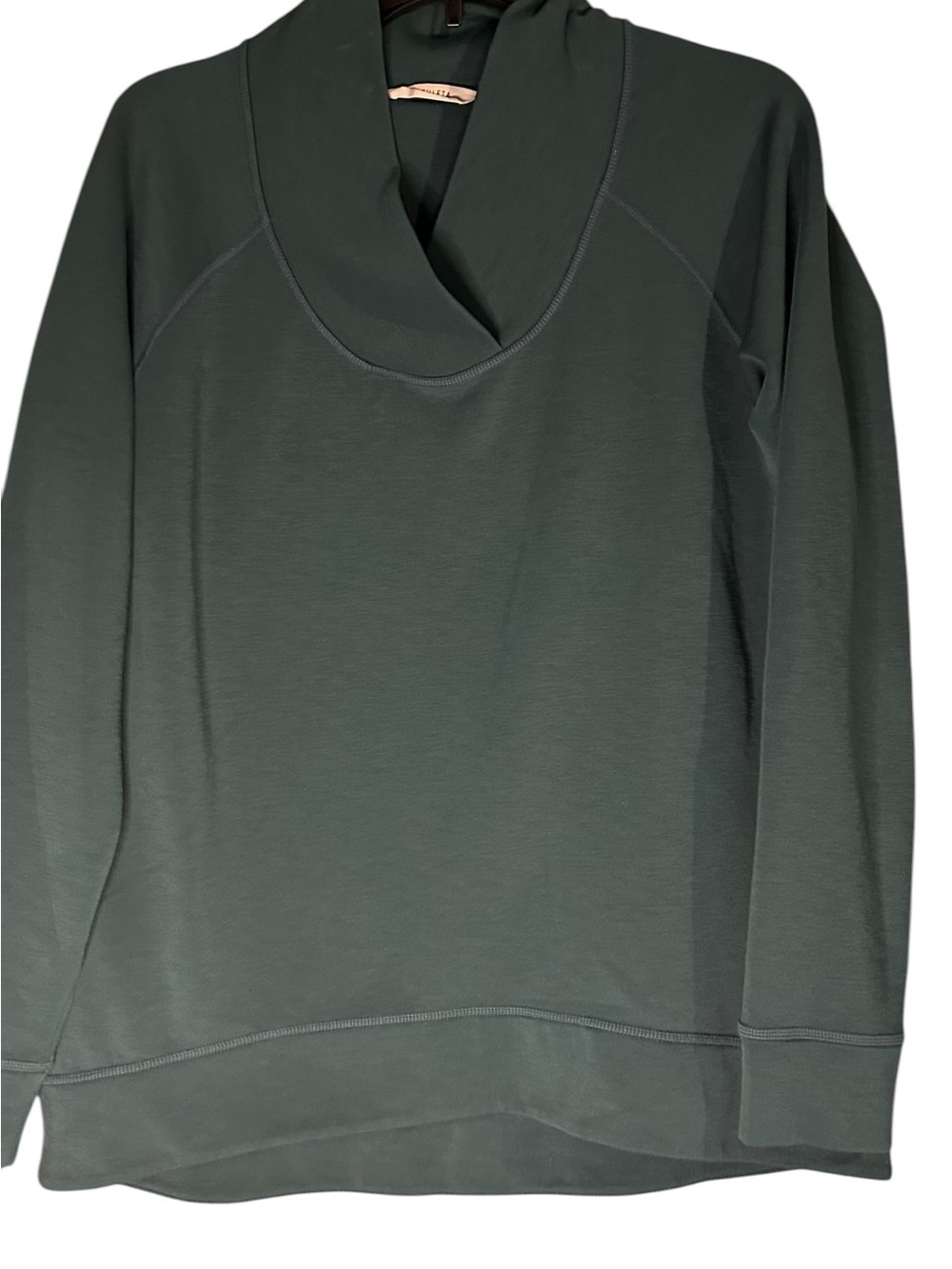Athleta Women’s Large Cowl Neck Pullover Sweatshirt Dark Teal Green High Low